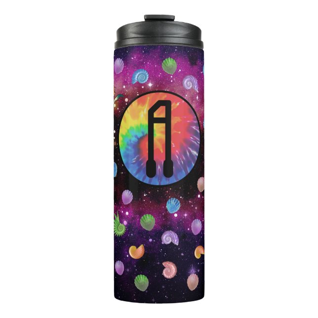 Seashells & Flowers Space Monogram Thermal Tumbler (Front)