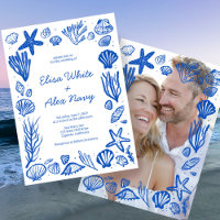 Seashells Frame Beach Wedding CUSTOM PHOTO 