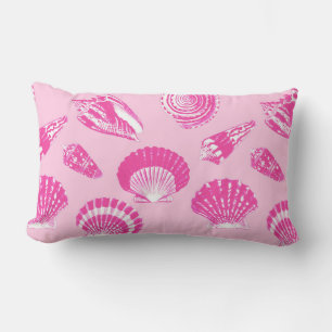Seashells - Fuchsia pink and white Lumbar Pillow
