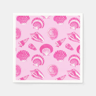 Seashells - Fuchsia pink and white Napkin