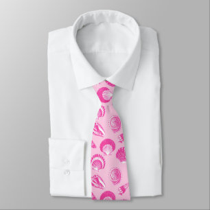 Seashells - Fuchsia pink and white Tie