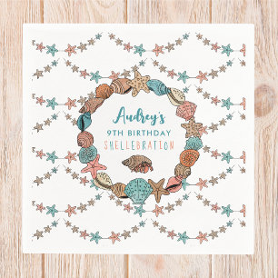 Seashells Girls Birthday Beach Party Napkin