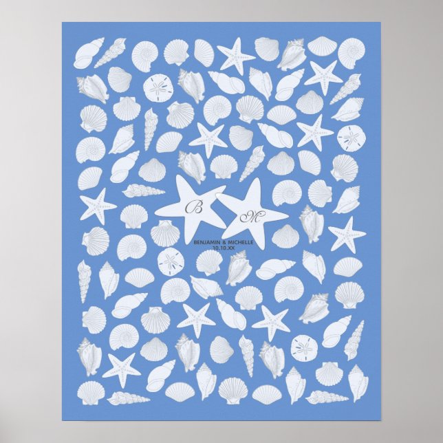 Seashells Guest Book Poster - 100 Spaces (Front)