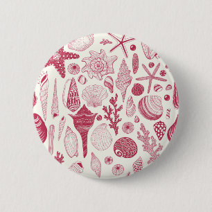 Seashells in Viva Magenta- Color of the Year 2023 2 Inch Round Button