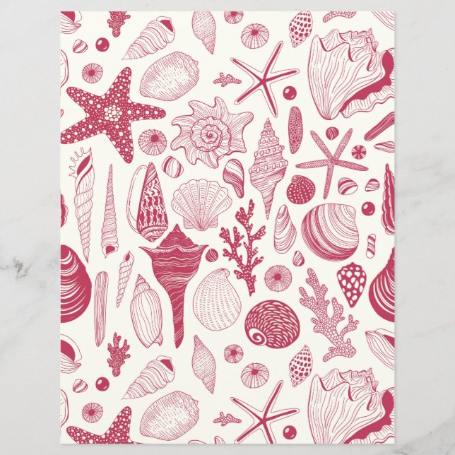 Seashells in Viva Magenta- Colour of the Year 2023 (Front)