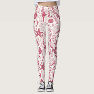 Seashells in Viva Magenta- Colour of the Year 2023 Leggings