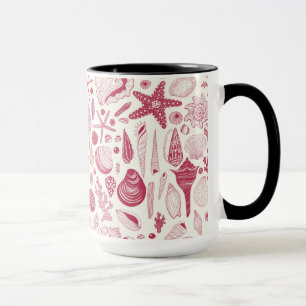 Seashells in Viva Magenta- Colour of the Year 2023 Mug