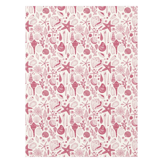 Seashells in Viva Magenta- Colour of the Year 2023 Tablecloth (Front)