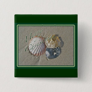 Seashells Merry Christmas Series 2 Inch Square Button