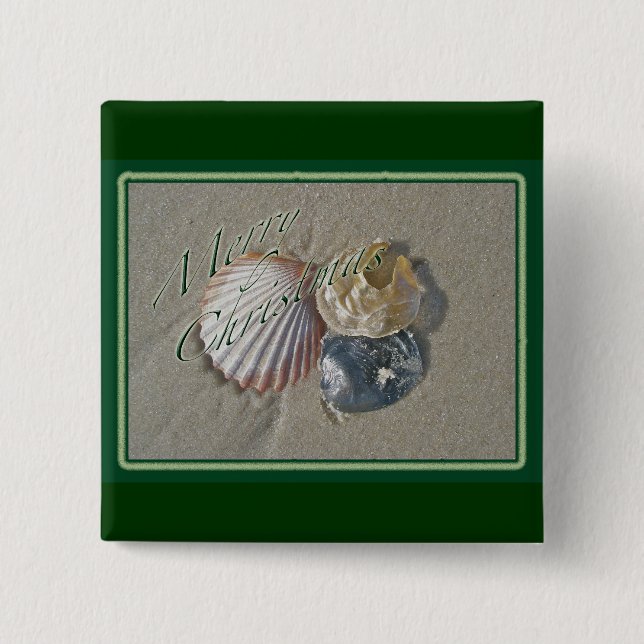 Seashells Merry Christmas Series 2 Inch Square Button (Front)