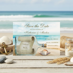 Seashells Message in a Bottle   Nautical Wedding Save The Date