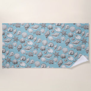 Seashells. Nautical. Beach Towel