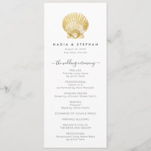 Seashells Nautical Beach Wedding Gold Modern Program