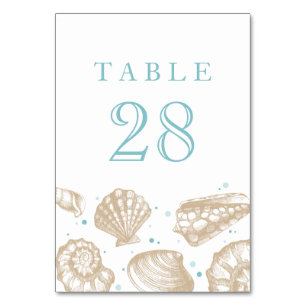 Seashells Nautical Beach Wedding Table Number