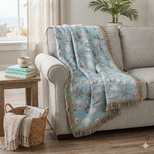 Seashells. Nautical. Throw Blanket