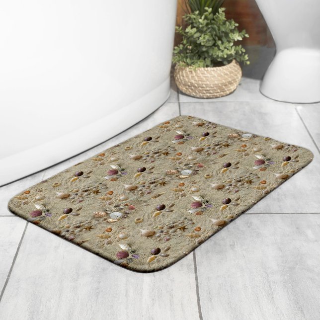 Seashells Nestled in Beach Sand Bath Mat (Creator Uploaded)