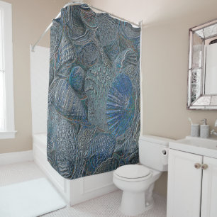 Seashells Ocean Beach Blue Nautical Metallic Style
