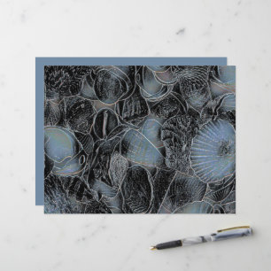Seashells Ocean Beach Pastel Blue Black Decoupage