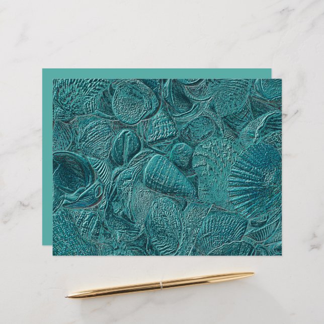 Seashells Ocean Beach Teal Metallic Style (Front/Back In Situ)