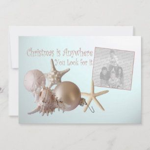 Seashells Ocean Christmas Photo Flat Card