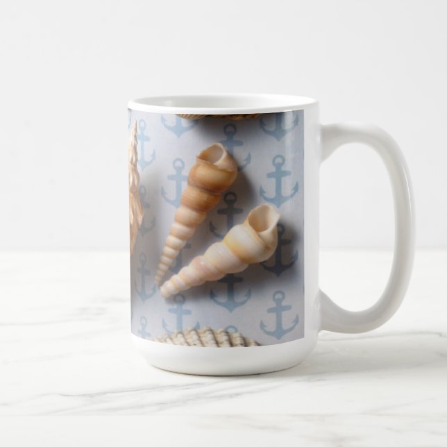 Seashells On Anchor Backdrop Coffee Mug (Right)