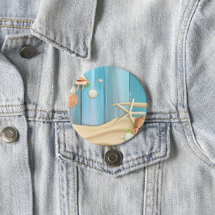 Seashells On Sand 3 Inch Round Button