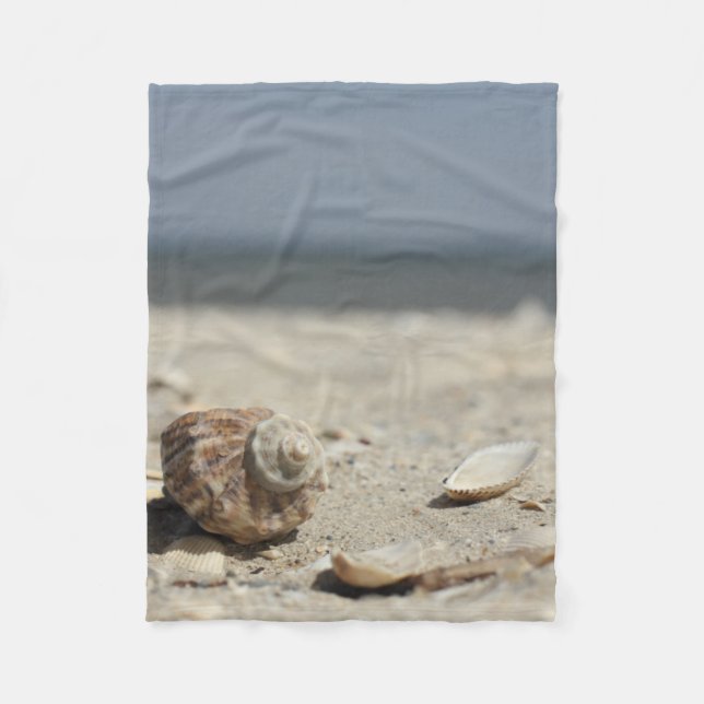 Seashells On Sand By The Sea Fleece Blanket (Front)
