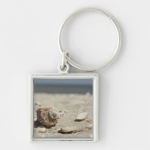 Seashells On Sand By The Sea Keychain