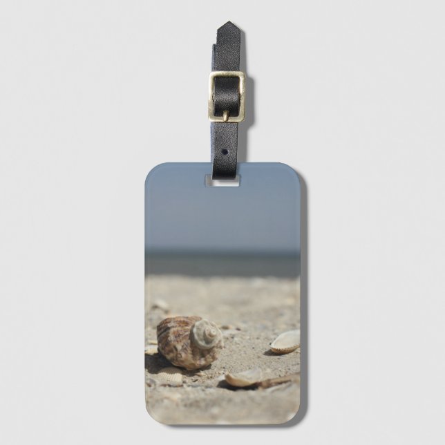 Seashells On Sand By The Sea Luggage Tag (Front Vertical)