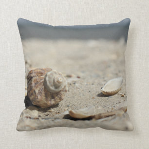 Seashells On Sand By The Sea Throw Pillow
