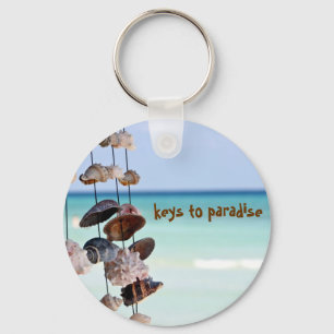seashells on sea background keychain
