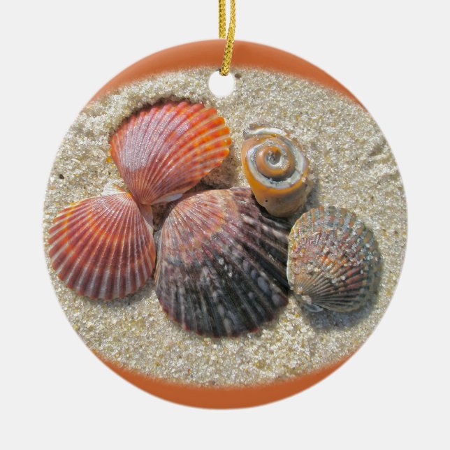 Seashells on the Beach Christmas Ornaments (Front)