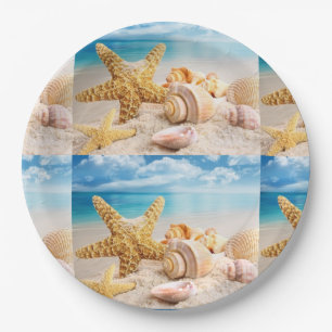 Seashells on the beach Paper Plates