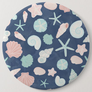 seashells pattern 6 inch round button