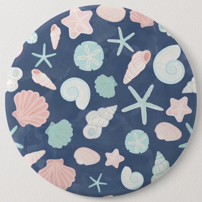 seashells pattern 6 inch round button (Front)