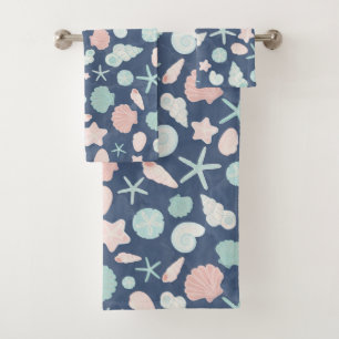 seashells pattern bath towel set