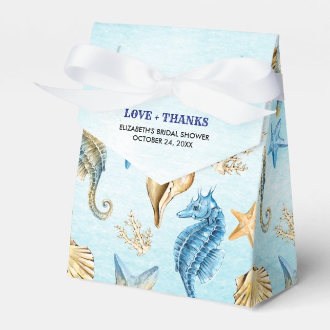 Seashells Pattern Beach Bridal Shower Favor Box (Front Side)