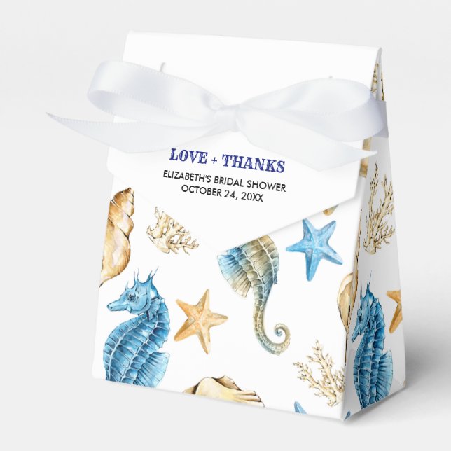 Seashells Pattern Beach Bridal Shower Favour Boxes (Front Side)