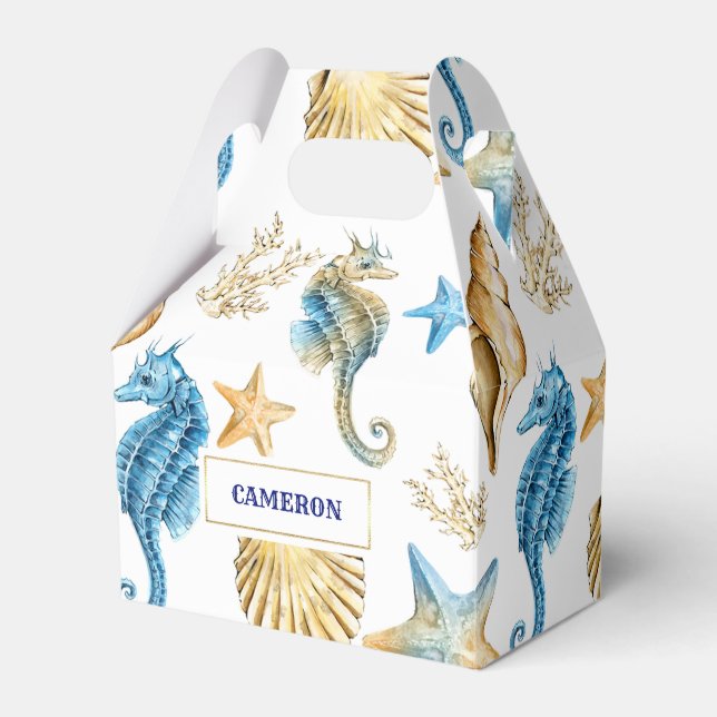 Seashells Pattern Beach Wedding Favour Boxes (Front Side)