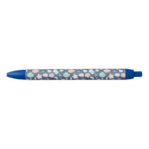 seashells pattern black ink pen