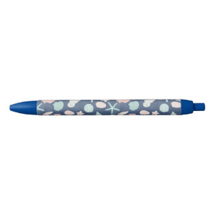 seashells pattern black ink pen