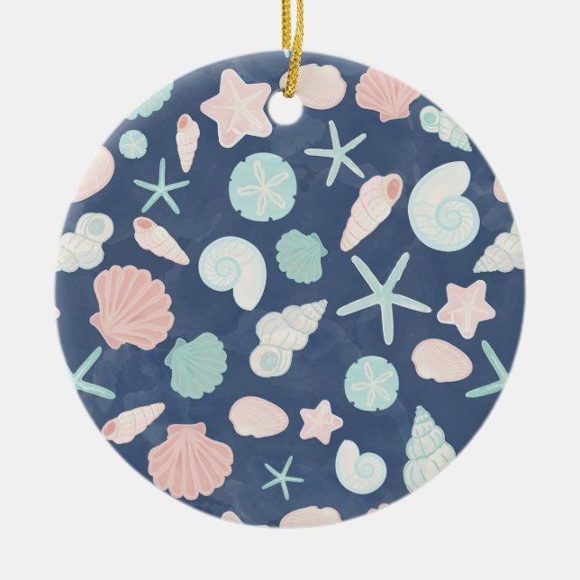 seashells pattern ceramic ornament (Front)