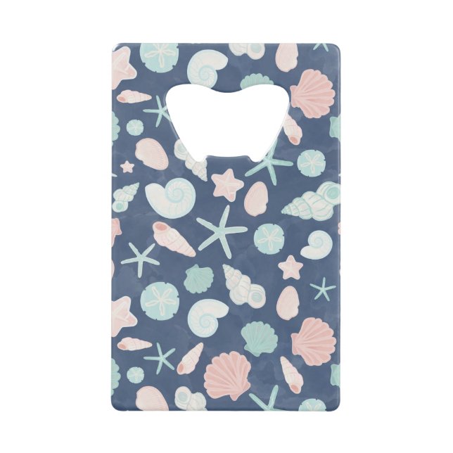 seashells pattern credit card bottle opener (Front)