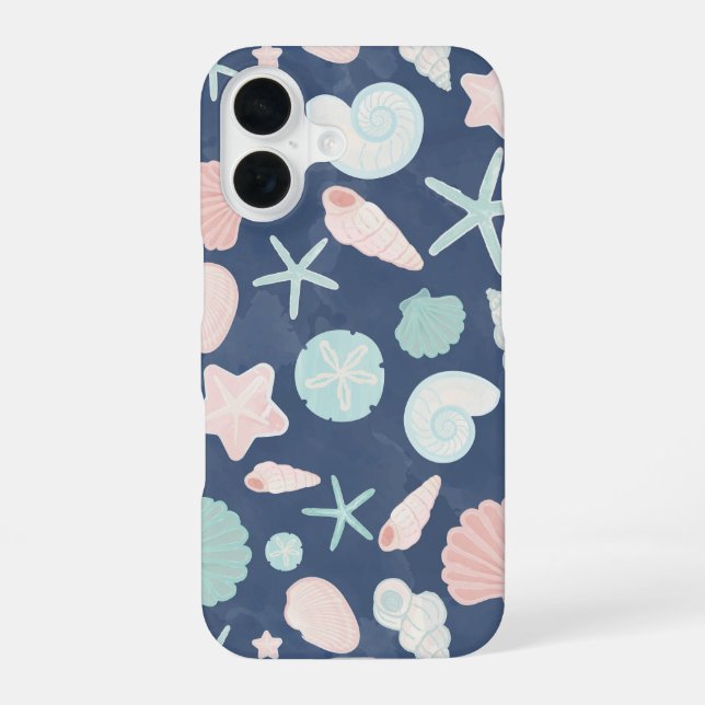 seashells pattern iPhone 16 case (Back)