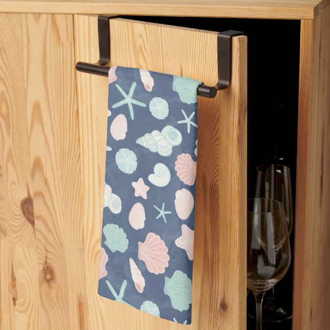 seashells pattern kitchen towel (Thirds Fold)