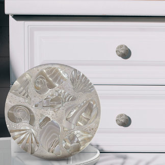 Seashells pattern - mother of pearl ceramic knob