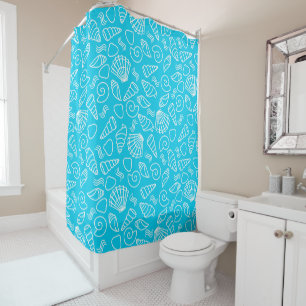 Seashells Pattern on Bright Blue