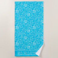 Seashells Pattern on Bright Blue Personalised
