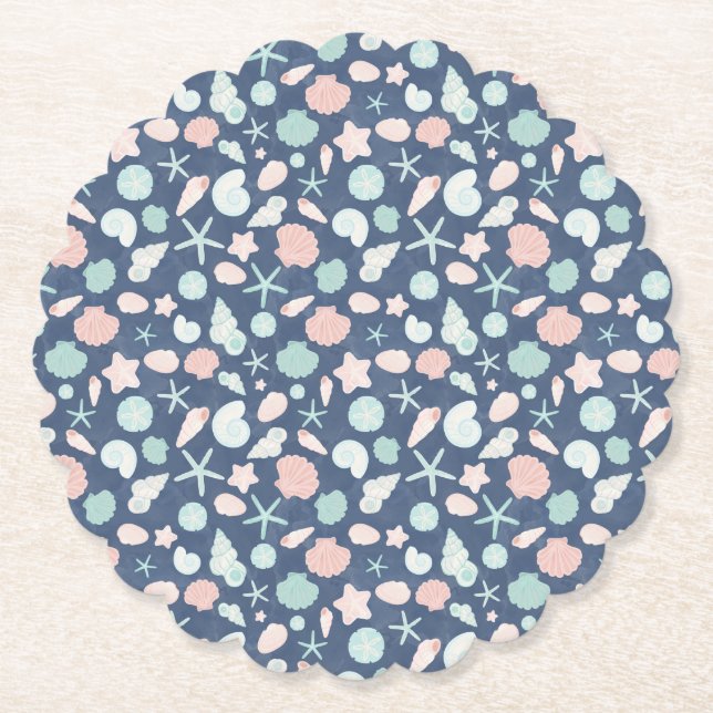 seashells pattern paper coaster (Front)