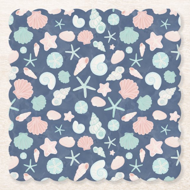 seashells pattern paper coaster (Front)